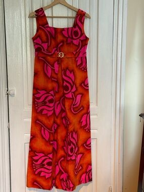 Vintage Malihini Hawaii Tropical Floral Maxi Dress Retro Hawaiian Mumu 70s Small